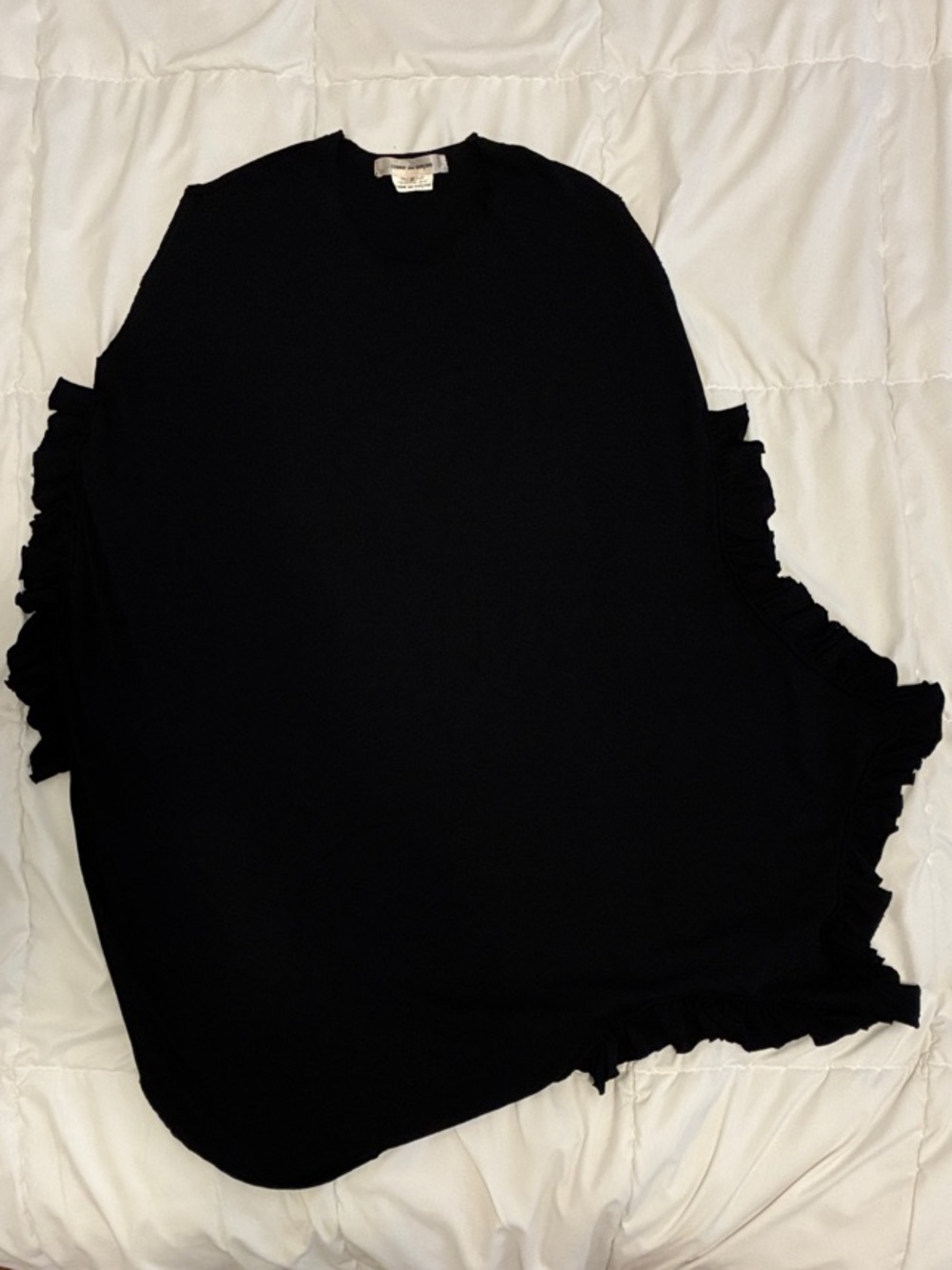 RARE!! Comme des Garcons Asymmetrical Black Ruffle-Trim Sleeveless Top Size S